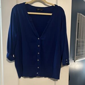 Women's Cobalt Blue Button-Down Cardigan